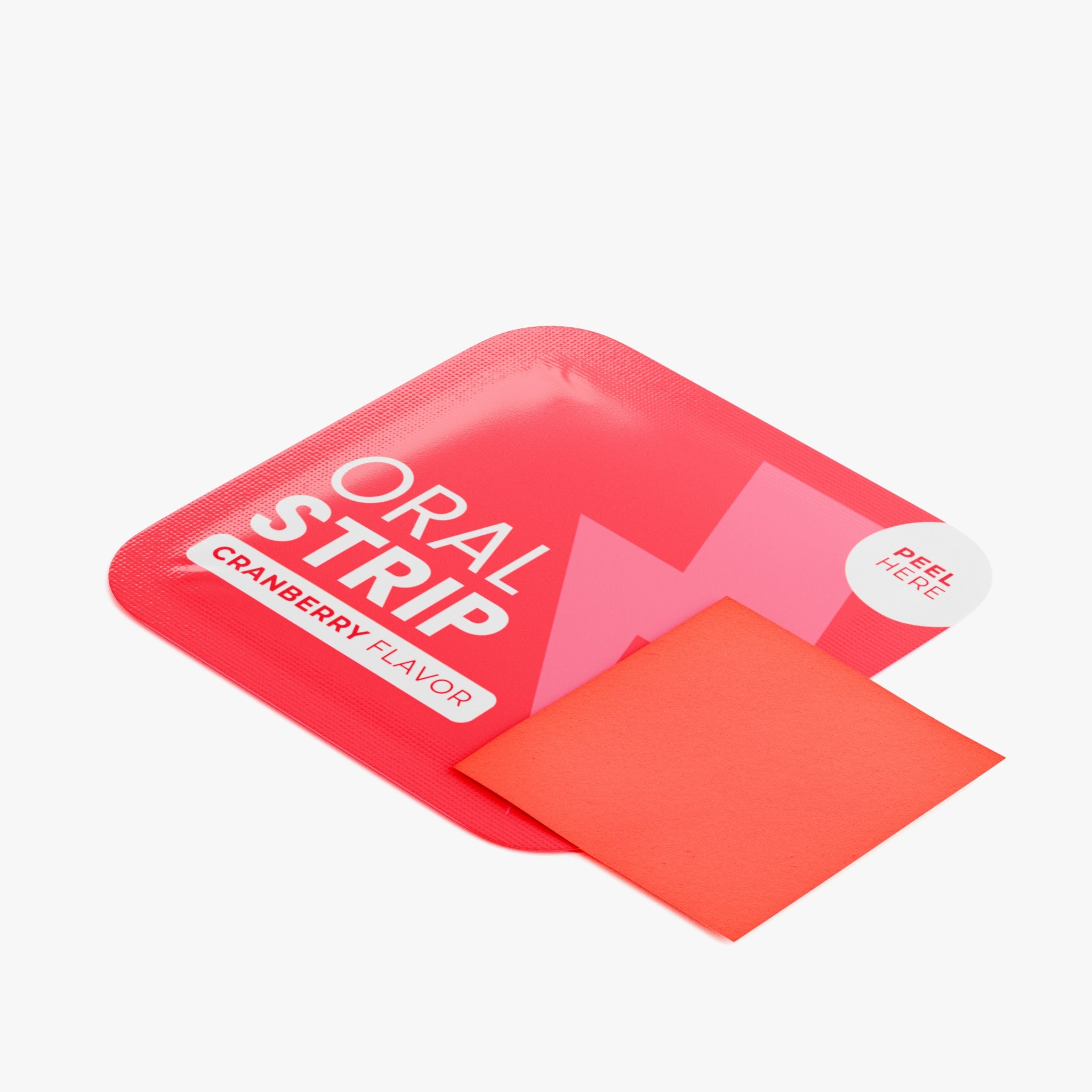 STASH First Class cranberry oral strip packet and strip